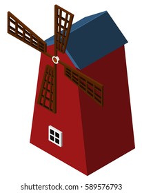 3D design for red windmill illustration