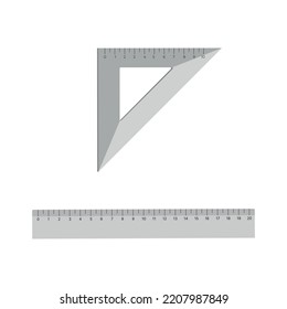 3d design ruler and miter vector set. In gray color tone.