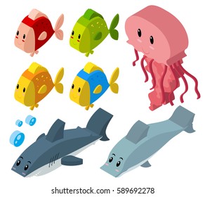 3D design for sea animals illustration