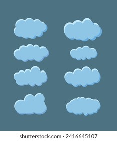 3d design set of different clouds set on blue sky vector illustration