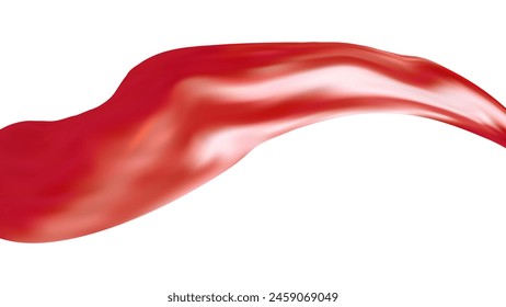 3d design with silk texture cloth background. Red Flying Fabric. Luxurious satin fabric. Product advertising design. Vector realistic illustration.
