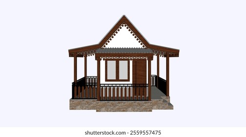 3d design of a small building for a guard post with a white or isolated background design