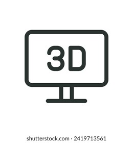 3D design software isolated icon, 3D application display vector symbol with editable stroke