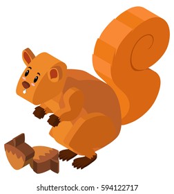 3D design for squirrel and walnuts illustration
