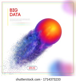 3d design template with big data colorful sphere on white background with blurred fluid shapes. Network digital technology concept. Abstract design banner template with abstract circle shape.