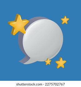 3d Design template element white speech bubble with yellow stars