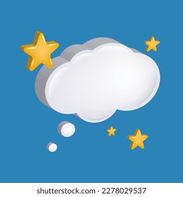 3d Design template element white speech cloud bubble with yellow stars
