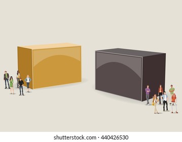 3d design of a text box frame background with business people.
