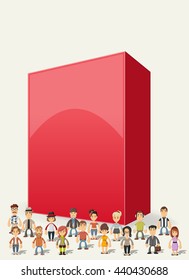 3d design of a text box frame background with hipster people wearing vintage clothes.
