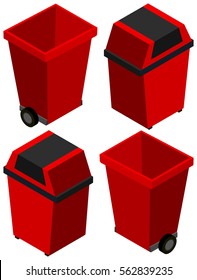 3D design for trashcan in red color illustration