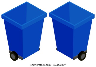 3D design for trashcan with wheels illustration
