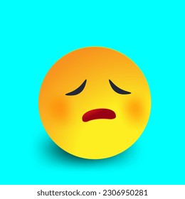 3d design vector emoticons.Round abstract comic face.Sad emoji face
