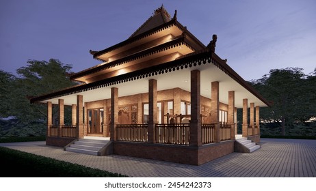 3d design of vintage building
