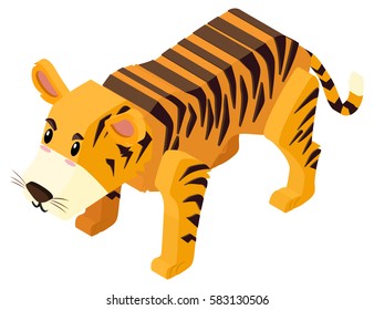 3D design for wild tiger illustration