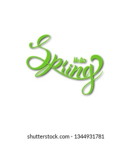 3d design words spring, lettering. Paper cut style. Vector illustration