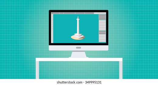 3d designer developer workspace pc computer