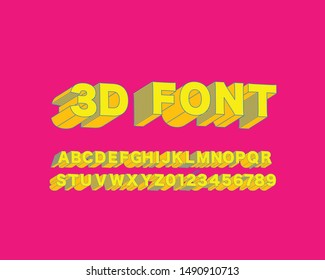 3D designer font set in vector format