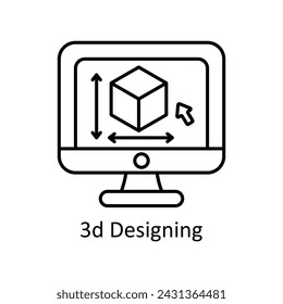 3d Designing vector outline Icon Design illustration. Graphic Design Symbol on White background EPS 10 File
