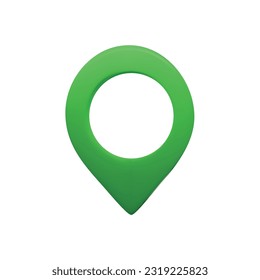 3D destination green pin realistic style. Vector stock illustration isolated on white background for maps. EPS10
