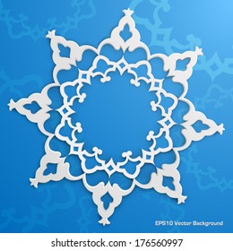 3D detailed snowflake, symmetrical islamic design