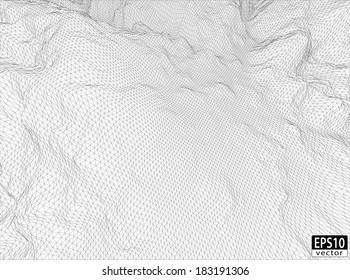 3D Detailed Wireframe (Wide Angle) | EPS10 Vector