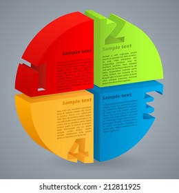 3d diagram design with number shape cutouts 