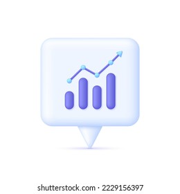 Diagrama 3D sobre la burbuja de la voz. Negocio, informe financiero, etapas de crecimiento, éxito financiero, marketing, estadísticas, análisis de datos, optimización, planificación de proyectos. Se puede usar para muchos fines. Vector 3d