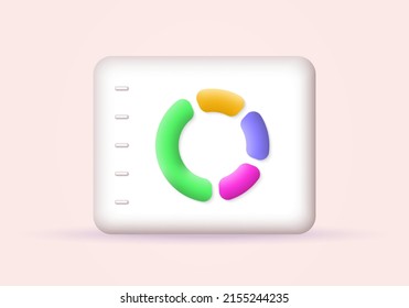 3d diagram, pie chart or graph icon. Business graphic design. Finance report, data analysis sign. Vector illustration.