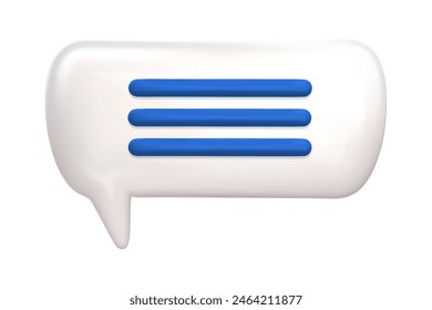 3d dialogue bubble cloud. White speak balloon for social media. 3d speech box render vector.