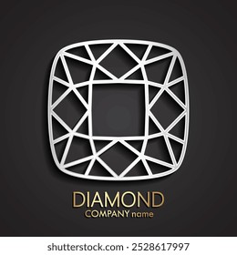 3D Diamant brillante Form Silber Logo Vektorgrafik