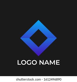 3d diamond shape dark blue logo  vector illustration