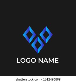 3d diamond shape dark blue logo  vector illustration