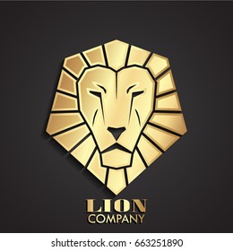 3d diamond shape geometric lion head golden logo