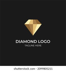 Goldlogo in 3D-Diamantform, Vektorgrafik-Vorlage