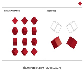3d Diamond sign Set Animate Isometric Wireframe Vector