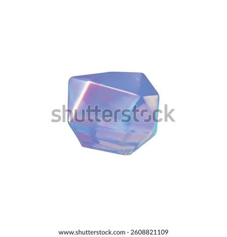 3D diamond vector icon. Realistic gem stone with iridescent pearl shine and sparkle effect. Render dazzling crystal glass jewelry. Precious brilliant stone with glare. Volume treasure isolated