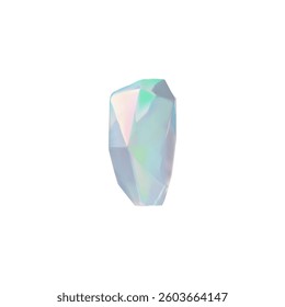 3d diamond vector. Illustration of sparkling mineral, gemstone. Crystal with multicolored holographic surface. Cartoon style. Icon on isolated background. Rendering.