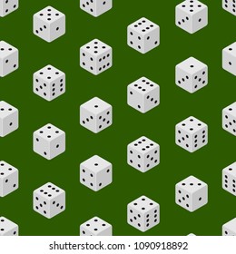 3d Dice Combinations Cube Variation Random Seamless Pattern Background Isometric View Gaming Game Element Design Casino Sign. Vector illustration of Combination Bone