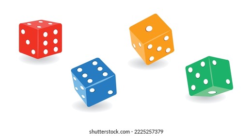 3 d Dice. Crapas rojas realistas. Casino y fondo de apuestas. Ilustración del vector aislada en blanco