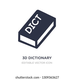 3d dictionary icon on white background. Simple element illustration from Education concept. 3d dictionary icon symbol design.