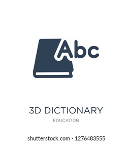 3d dictionary icon vector on white background, 3d dictionary trendy filled icons from Education collection, 3d dictionary vector illustration
