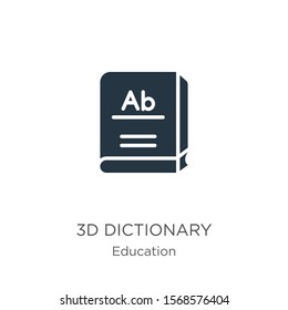 3d dictionary icon vector. Trendy flat 3d dictionary icon from education collection isolated on white background. Vector illustration can be used for web and mobile graphic design, logo, eps10