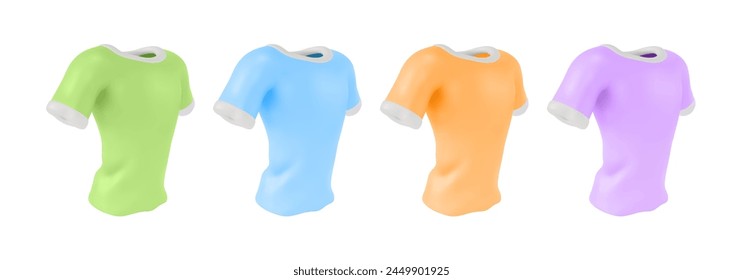 3d Diferente Color Camiseta Conjunto Diseño de Dibujos Animados Estilo Moda de Moda Mujer o Hombre Ropa Casual. Ilustración vectorial