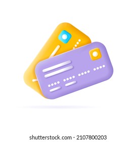 3d Different Credit Debit Cards Set Plasticine Cartoon Style Isolated on a White Background. Vector illustration of Finance Card