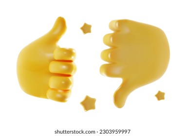 3d Verschiedene Emoji Hands Set Cartoon Style Inklusive Symbole . Vektorgrafik