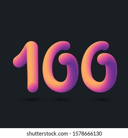 3D Digit 100 multi colour gradient digit icon vector template.
