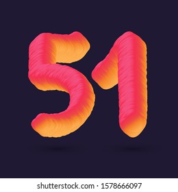 3D Digit 51 multi colour gradient digit icon vector template.
