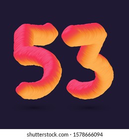 3D Digit 53 multi colour gradient digit icon vector template.
