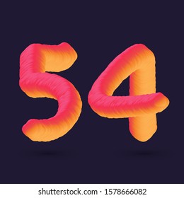 3D Digit 54 multi colour gradient digit icon vector template.
