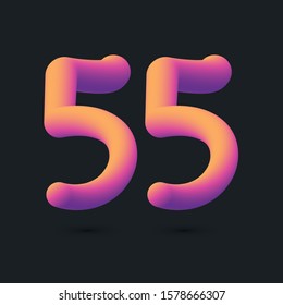 3D Digit 55 multi colour gradient digit icon vector template.
